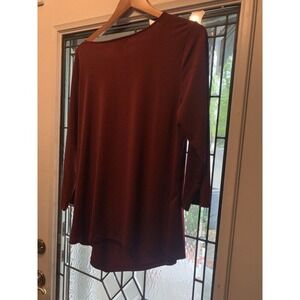 Liz Claiborne XL Burgundy Scoop Neck Cinch At Waist Tunic Top